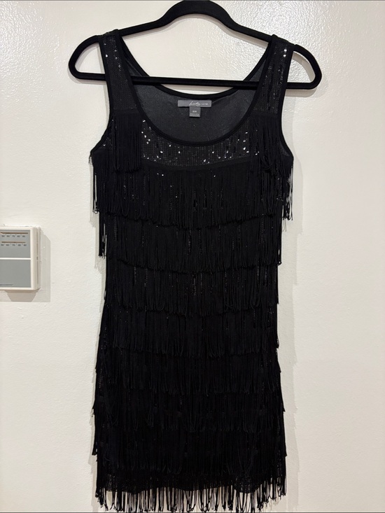 Dresses & Skirts - Sleeveless Black Fringe Party Dress